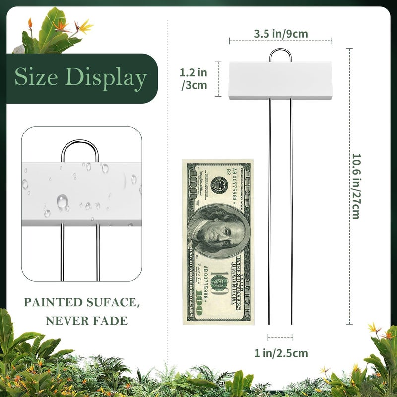 cureder 50 Pack Metal Plant Labels for Outdoor Garden Waterproof Plant Markers, Labels Garden Markers for Seedlings Herbs Vegetable Greenhouse Gifts with Pen - White - Image 4